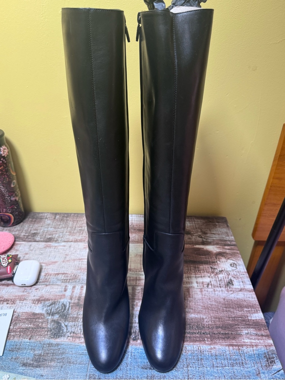 Burberry Trinket Calf Leather Knee Boots